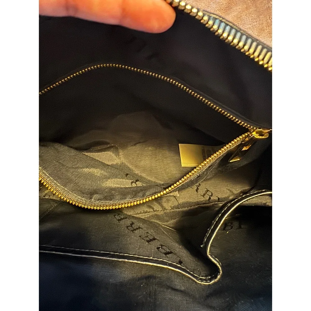 Elegant Burberry Black Embossed Check Grain Leather Satchel Crossbody Bag